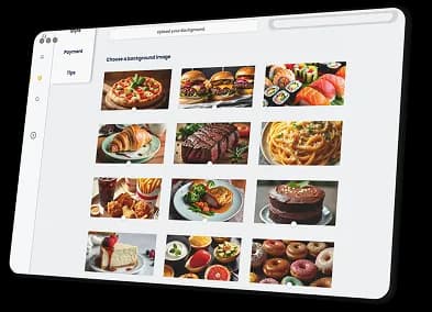 Delivando Point of Sale system showing a restaurant menu.
